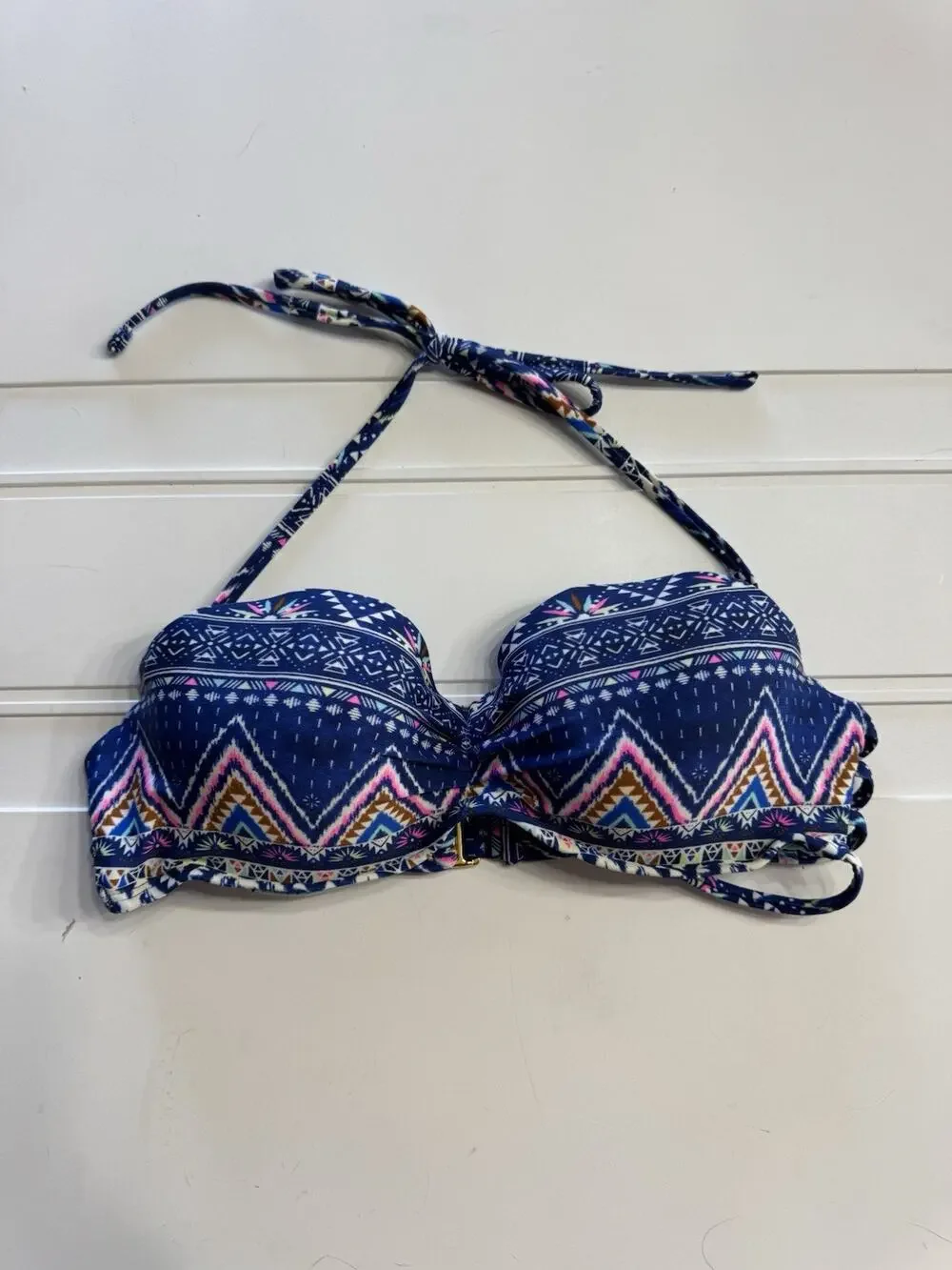 Endless Sun Womens Sz M Bikini Top Blue Tribal Aztec Beach